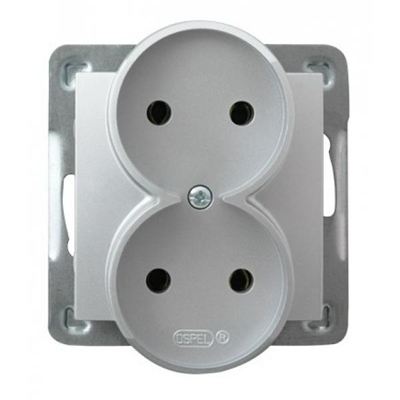 IMPRESJA Double socket module without frame, silver