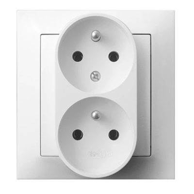 IMPRESJA Double socket outlet with earthing function, white