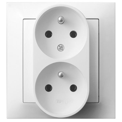 IMPRESJA Double socket outlet with earthing function, white