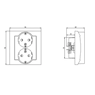 IMPRESJA Double socket outlet with earthing schko with shutters for current paths made of titanium