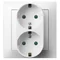 IMPRESJA Double socket outlet with earthing schko with shutters for current paths made of titanium