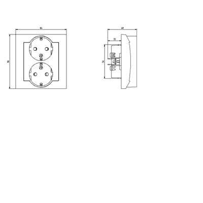 IMPRESJA Double socket-outlet with earthing schko with shutters for current paths, silver