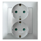 IMPRESJA Double socket-outlet with earthing schko with shutters for current paths, silver