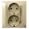 IMPRESJA Double socket outlet with grounding schko with shutters for current paths - gold metallic