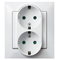 IMPRESJA Double socket-outlet with schuko earthing and white current path shutters