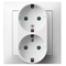 IMPRESJA Double socket-outlet with schuko earthing and white current path shutters