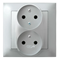 IMPRESJA Double socket with earthing and phase invariability silver