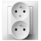 IMPRESJA Double socket with earthing and phase invariability silver