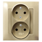 IMPRESJA Double socket with earthing and phase invariance function golden metallic