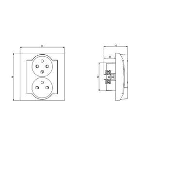 IMPRESJA Double socket with earthing and phase invariance function golden metallic