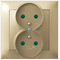 IMPRESJA Double socket with earthing and shutters for current paths - gold metallic