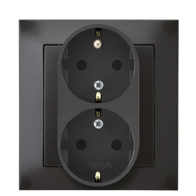 IMPRESJA Double socket with earthing schuko anthracite