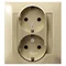 IMPRESJA Double socket with earthing Schuko gold metallic