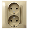 IMPRESJA Double socket with earthing Schuko gold metallic