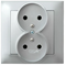 IMPRESJA Double socket with earthing silver