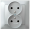 IMPRESJA Double socket with earthing silver