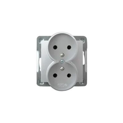 IMPRESJA Double socket with earthing silver