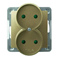 IMPRESJA Double socket with shutters for current paths, frameless module gold metallic