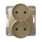 IMPRESJA Double socket with shutters for current paths, frameless module gold metallic