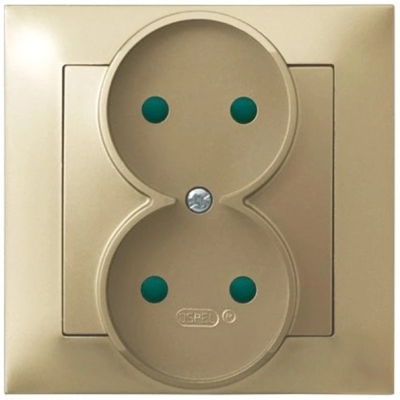 IMPRESJA Double socket with shutters for current paths, gold metallic