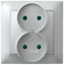 IMPRESJA Double socket with shutters for current paths, silver