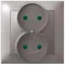 IMPRESJA Double socket with shutters for current paths, titanium