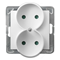 IMPRESJA Double socket with shutters for current paths, white frameless module
