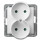 IMPRESJA Double socket with shutters for current paths, white frameless module