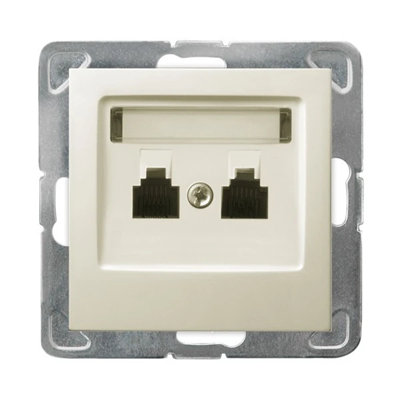 IMPRESJA Double telephone socket, independent ecru