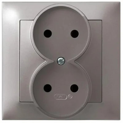 IMPRESJA Gniazdo podwójne kompletne z ramką tytan