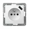 IMPRESJA Jednozásuvka s uzemněním, uzávěrky proudové cesty, bílá USB nabíječka