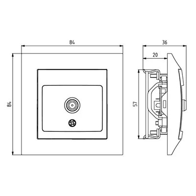 IMPRESJA Prise d'antenne simple de type F, blanche