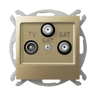 IMPRESJA RTV-SAT socket with two SAT outputs, golden metallic