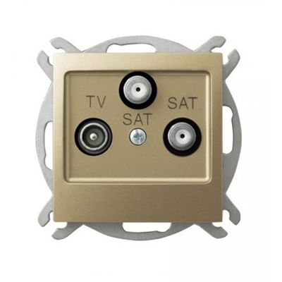 IMPRESJA RTV-SAT socket with two SAT outputs, golden metallic