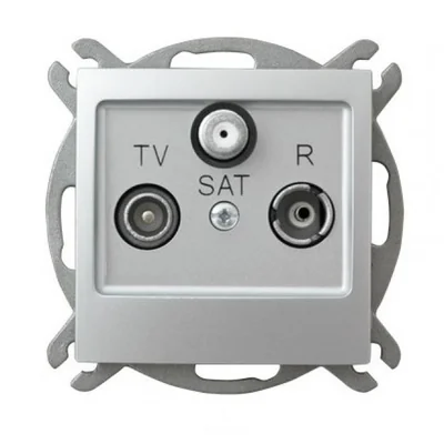 IMPRESJA RTV-SAT socket with two SAT outputs, silver