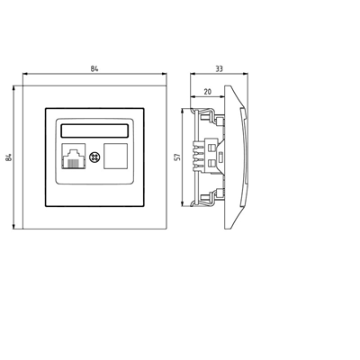 IMPRESJA Single computer socket, cat. 5e ecru