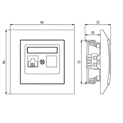 IMPRESJA Single computer socket, cat. 5e, titanium