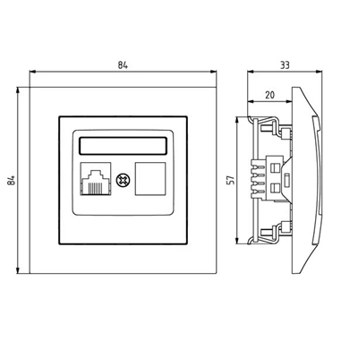 IMPRESJA Single computer socket, cat. 5e white