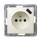 IMPRESJA Single earthed socket with shutters for current paths with ecru USB charger
