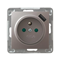 IMPRESJA Single earthed socket with shutters for current paths with titanium USB charger