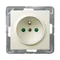 IMPRESJA Single socket outlet with earthing and ecru current path shutters