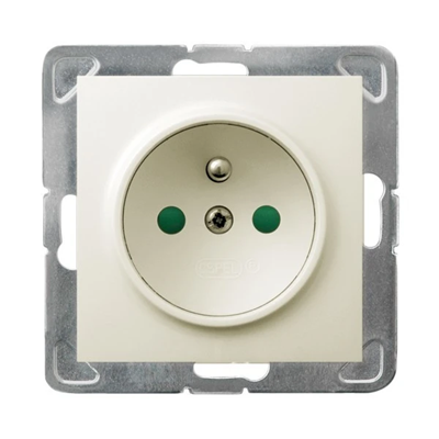 IMPRESJA Single socket outlet with earthing and ecru current path shutters