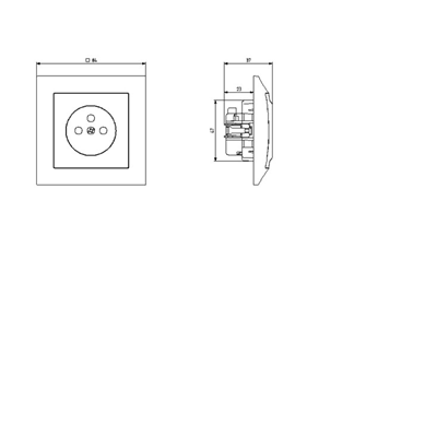 IMPRESJA Single socket outlet with earthing and ecru current path shutters