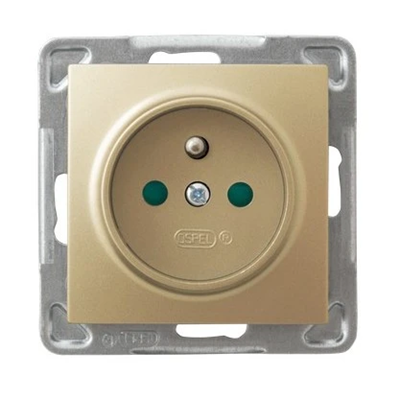 IMPRESJA Single socket outlet with earthing and shutters for current paths, golden metallic