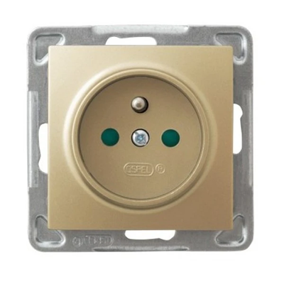 IMPRESJA Single socket outlet with earthing and shutters for current paths, golden metallic