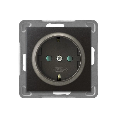 IMPRESJA Single socket-outlet with earthing schuko with shutters for current paths anthracite