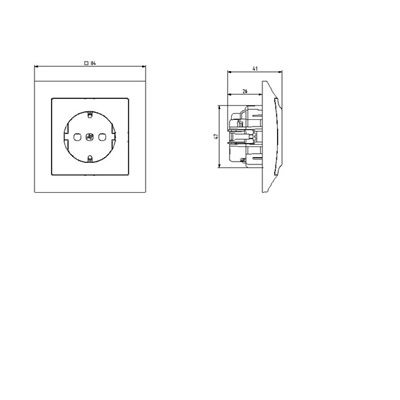 IMPRESJA Single socket outlet with earthing schuko with shutters for current paths, silver