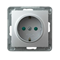 IMPRESJA Single socket outlet with earthing schuko with shutters for current paths, silver