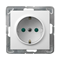 IMPRESJA Single socket outlet with earthing schuko with shutters for current paths, silver