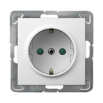 IMPRESJA Single socket outlet with earthing schuko with shutters for current paths, white